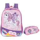 Kit Mochila De Costas E Estojo Simples Rosa UP4YOU Unicórnio Infantil Escolar Resistente Volta As Aulas