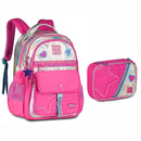Kit Mochila de Costas e Estojo Box 100 Pens Rosa Holográfica Rebecca Bonbon Youtuber Escolar Aulas Juvenil Feminino