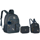 Kit Mochila de Costas e Lancheira Térmica e Estojo Box Rebecca Bonbon Jeans Juvenil Escolar Estudo