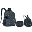 Kit Mochila de Costas e Estojo Box 100 Pens e Lancheira Térmica Rebecca Bonbon Escolar Jeans Feminino