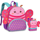Kit Mochila de Costas Mala Bolsa Lancheira Térmica Infantil Menina Borboleta Rosa Criança Pets Clio Megalomania