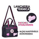 Lancheira Térmica Duas Alças Rebecca Bonbon Preto Rosa Azul Lanche Fashion Feminino Juvenil Escolar Clio Megalomania