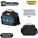 Kit Mochila De Rodinhas e Lacheira Térmica e Estojo Triplo Super Mario Bros Luigi Nintendo Gamer Azul Infantil Escolar