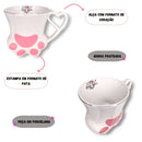 Caneca de Porcelana 300ml Gatinho Pata Presente Café Chá Leite Xícara Asa Coração Ponto Criativo