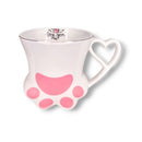 Caneca de Porcelana 300ml Gatinho Pata Presente Café Chá Leite Xícara Asa Coração Ponto Criativo