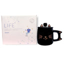 Caneca de Porcelana com Tampa Colher Gatinho 400ML Café Chá Presente Cute Fofo Decorada Criativa