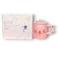Caneca de Porcelana com Tampa Colher Gatinho 400ML Café Chá Presente Cute Fofo Decorada Criativa