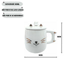 Caneca de Porcelana com Tampa Colher Gatinho 400ML Café Chá Presente Cute Fofo Decorada Criativa
