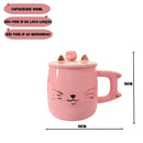 Caneca de Porcelana com Tampa Colher Gatinho 400ML Café Chá Presente Cute Fofo Decorada Criativa