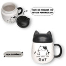 Caneca de Cerâmica com Tampa Gatinho Frases 530ML Café Chá Leite Presente Amiga Mãe Personalizada