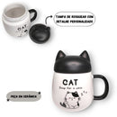 Caneca de Cerâmica com Tampa Gatinho Frases 530ML Café Chá Leite Presente Amiga Mãe Personalizada