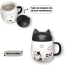 Caneca de Cerâmica com Tampa Gatinho Frases 530ML Café Chá Leite Presente Amiga Mãe Personalizada
