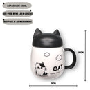 Caneca de Cerâmica com Tampa Gatinho Frases 530ML Café Chá Leite Presente Amiga Mãe Personalizada