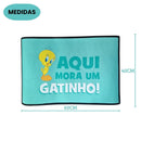 Tapete Capacho Looney Tunes Piu Piu Frase Aqui Mora um Gatinho Divertido Resistente Antiderrapante