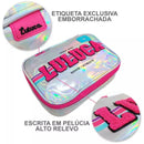 Kit Mochila de Costas Holografico Luluca Estojo Box 100 pens Youtuber Feminina Escolar Notebook Megalomania