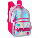 Kit Mochila de Costas Holografico Luluca Estojo Box 100 pens Youtuber Feminina Escolar Notebook Megalomania