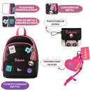 Mini Mochila Luluca Com Porta Fone De Ouvido e Chaveiro Espelho Infantil Meninas Feminino Passeio