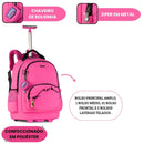 Mochila Carrinho Luluca Rodinhas Juvenil Feminino Escolar Estilosa Viagem Passeio Volta as Aulas
