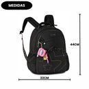 Mochila de Costas Luluca Preta Feminina Juvenil Escolar Volta as Aulas Espaçosa Resistente Youtuber