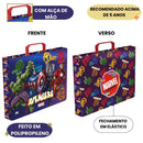 Pasta Escolar Infantil Maleta Com Alça Avengers Marvel Organização Volta as Aulas Reforçada Durável