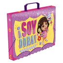 Kit Pasta Escolar Infantil Com Alça e Avental PEVA Dora Aventureira Menina Resistente Arte Criativo