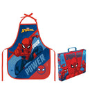 Kit Pasta Escolar Infantil Com Alça e Avental PVC Homem-Aranha Marvel Volta As Aulas Criativo Arte