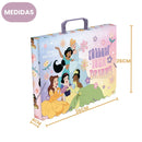 Kit Pasta Escolar Infantil Com Alças e Avental PVC Princesa Disney Arte Criativo Volta As Aulas