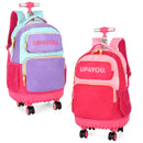 Mochila de Carrinho UP4YOU 360° Juvenil Escolar Meninas Volta às Aulas Rodinhas Alça Notebook Espaçosa