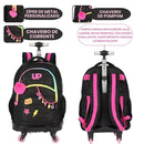 Mochila De Carrinho 360 Juvenil Volta as Aulas Escolar Espaçosa Notebook Infantil Rodinhas Ponto Criativo