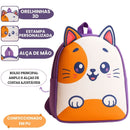 Mochila de Costas Gatinho Roxo Gato Bolsa Escolar Volta Às Aulas Feminina Meninas Juvenil Passeio Ponto Criativo