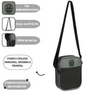 Shoulder Bag Transversal Preta Cinza Unissex Versátil Passeio Escolar Compacta Funcional Ponto Criativo