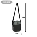 Shoulder Bag Transversal Preta Cinza Unissex Versátil Passeio Escolar Compacta Funcional Ponto Criativo