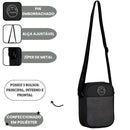 Shoulder Bag Transversal Preta Cinza Unissex Versátil Passeio Escolar Compacta Funcional Ponto Criativo