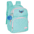 Mochila de Costas Juvenil Escolar Turquesa Stitch Menina Passeio Pompom Estudo Volta às Aulas Disney