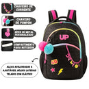 Mochila de Costas Juvenil Escolar Up4You Meninas Chaveiros Volta às Aulas Notebook Estudo Espaçosa Ponto Criativo