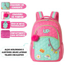 Mochila de Costas Juvenil Escolar Up4You Meninas Chaveiros Volta às Aulas Notebook Estudo Espaçosa Ponto Criativo