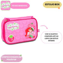 Kit Mochila de Costas Estojo Box Moranguinho Rosa Infantil Escolar Meninas Volta as Aulas