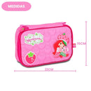 Kit Mochila de Rodinha Estojo Box Moranguinho Rosa 100 Pens Escolar Volta as Aulas Infantil Menina