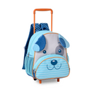Mochila De Carrinho Cachorro Azul Vermelho e Laranja Rodinhas Infantil Meninos Unissex Menina Escola