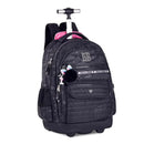 Kit Mochila Carrinho Holográfica Rebecca Bonbon Estojo Box Preto Juvenil Escolar Meninas Feminino Clio Megalomania