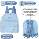 Mochila De Costas Stitch Disney Peluciado Infantil Escolar Menina Volta As Aulas Azul Resistente