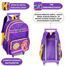 Kit Mochila De Carrinho e Lancheira Térmica Roxa 3 Palavrinhas Desenho Música Youtube Infantil Meninas Volta As Aulas