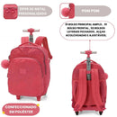 Mochila com Rodas UP4YOU Salmão Feminino Escolar Juvenil com Bolso Frontal Resistente Up4You