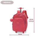 Mochila com Rodas UP4YOU Salmão Feminino Escolar Juvenil com Bolso Frontal Resistente Up4You