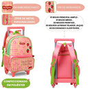 Kit Mochila De Carrinho e Lancheira Térmica Moranguinho Infantil Escolar Menina Volta As Aulas