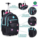 Mochila de Carrinho Mala Bolsa Ciano Rosa Meninas Juvenil Escolar Luluca Clio Megalomania