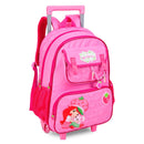 Mochila Carrinho Moranguinho Infantil Escolar Menina Volta as Aulas Rodinhas Desenho Resistente