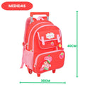 Mochila Carrinho Moranguinho Infantil Escolar Menina Volta as Aulas Rodinhas Desenho Resistente