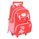 Mochila Carrinho Moranguinho Infantil Escolar Menina Volta as Aulas Rodinhas Desenho Resistente