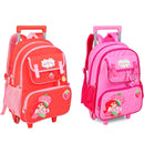 Mochila Carrinho Moranguinho Infantil Escolar Menina Volta as Aulas Rodinhas Desenho Resistente